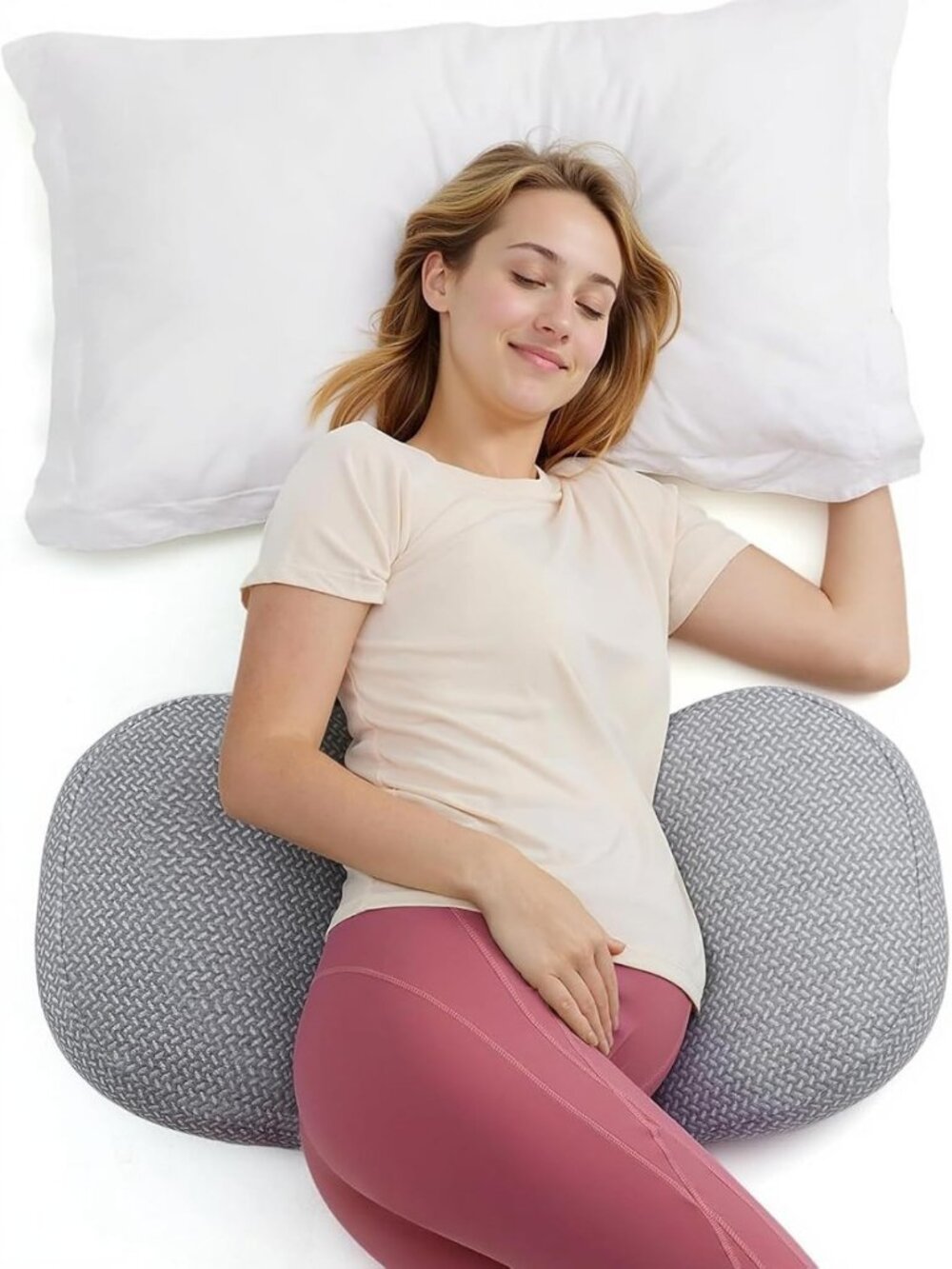 Adjustable W-Shaped Pregnancy Pillow - Portable Maternity Support for Comfort